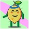 Cute citrus lemon fruits cartoon face mascot character with hand and leg vector design