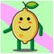 Cute citrus lemon fruits cartoon face mascot character with hand and leg vector design