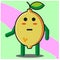 Cute citrus lemon fruits cartoon face mascot character with hand and leg vector design