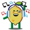 Cute citrus lemon fruits listening to the music cartoon mascot character without background vector design