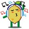 Cute citrus lemon fruits listening to the music cartoon mascot character without background vector design