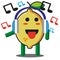 Cute citrus lemon fruits listening to the music cartoon mascot character without background vector design