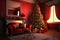 Cute classic christmas decorated room in red tones