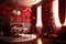 Cute classic christmas decorated room in red tones