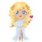 Cute clipart of Aphrodite Goddess of love and beauty on a white background