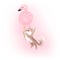 Cute clipart hand drawn illustration.  Chihuahua puppy flying on pink meringue cookie flamingo shape