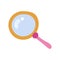 Cute clipart icon of loupe or magnifier in hand drawn style. Research of business processes, goals, analyzing, searching