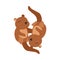 Cute Clipart Otter Illustration in Cartoon Style. Cartoon Clip Art Two Otters in Love. Vector Illustration of an Animal