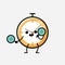 Cute Clock Mascot Vector Character in Flat Design Style