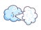 Cute cloud blowing wind. Cartoon character with funny face.