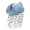 Cute cloud cartoon illustration with smiling happy cloud and rain of stars