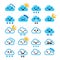 Cute cloud - Kawaii, Manga icons with different expressions - happy, sad, angry