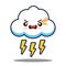 Cute cloud lightning bolt kawaii face icon cartoon character Flat design Vector