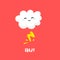 Cute cloud with lightning. Flat style. Vector cartoon card