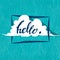 Cute cloud says letterin hello. vector illustration.