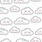 Cute cloud sleepy face white seamless baby vector pattern.