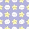 Cute cloud and star with closed eyes pattern