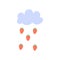 A cute cloud from which there is a strawberry summer rain. Print for children s clothing, tableware, textiles. Vector