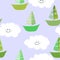 Cute Clounds and Boats Pattern Seamless