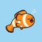 Cute clownfish swimming in the ocean mascot design
