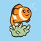 Cute clownfish swimming in the ocean mascot design