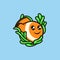 Cute clownfish swimming in the ocean mascot design