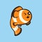 Cute clownfish swimming in the ocean mascot design