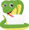 Cute Cobra cartoon with blank sign