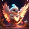 Cute Cockatoo hugging heart Cute white koala with wings and a heart on a dark background AI Generated