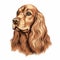 Cute Cocker Spaniel Dog Illustration In Light Red And Gold