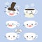 Cute Coffee Cup Emojis Vector Set