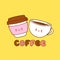 Cute coffee paper cup and mug logo