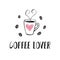 Cute coffee sticker design with cup and heart