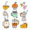 Cute coffee and tea cartoon characters, vector set