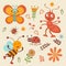 Cute collection of happy little bugs