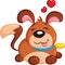 Cute color Kawaii puppy with hearts over head, perfect for children`s book, or Valentine`s Day card