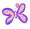 Cute colored butterfly with flower in naive babys drawing style