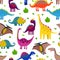 Cute colored dinosaurus seamless pattern vector design