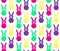 CUTE COLORED EASTER BUNNY. FUNNY HOLIDAY TEXTURE. SEAMLESS VECTOR PATTERN