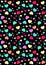 Cute colored hearts pattern on a black background