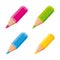 Cute colored pencils. Vector icons set.