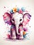 A cute colorful baby elephant, fantasy flower splashes Studio Ghibli style generative by Ai