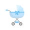 Cute colorful baby stroller with fashion blue ribbon