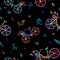 Cute colorful beautiful bicycles seamless pattern with decorative wheels and flowers.