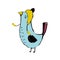 Cute colorful cartoon bird. funny sticker of birds on white background.