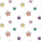 Cute colorful cartoon crowns seamless pattern background illustration