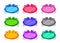 Cute colorful cartoon long oval buttons set