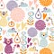 Cute colorful cartoon seamless floral pattern wit