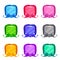 Cute colorful cartoon square buttons set