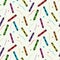 Cute colorful crayons seamless pattern with brush strokes and dots in green, blue, yellow, red, pink and purple